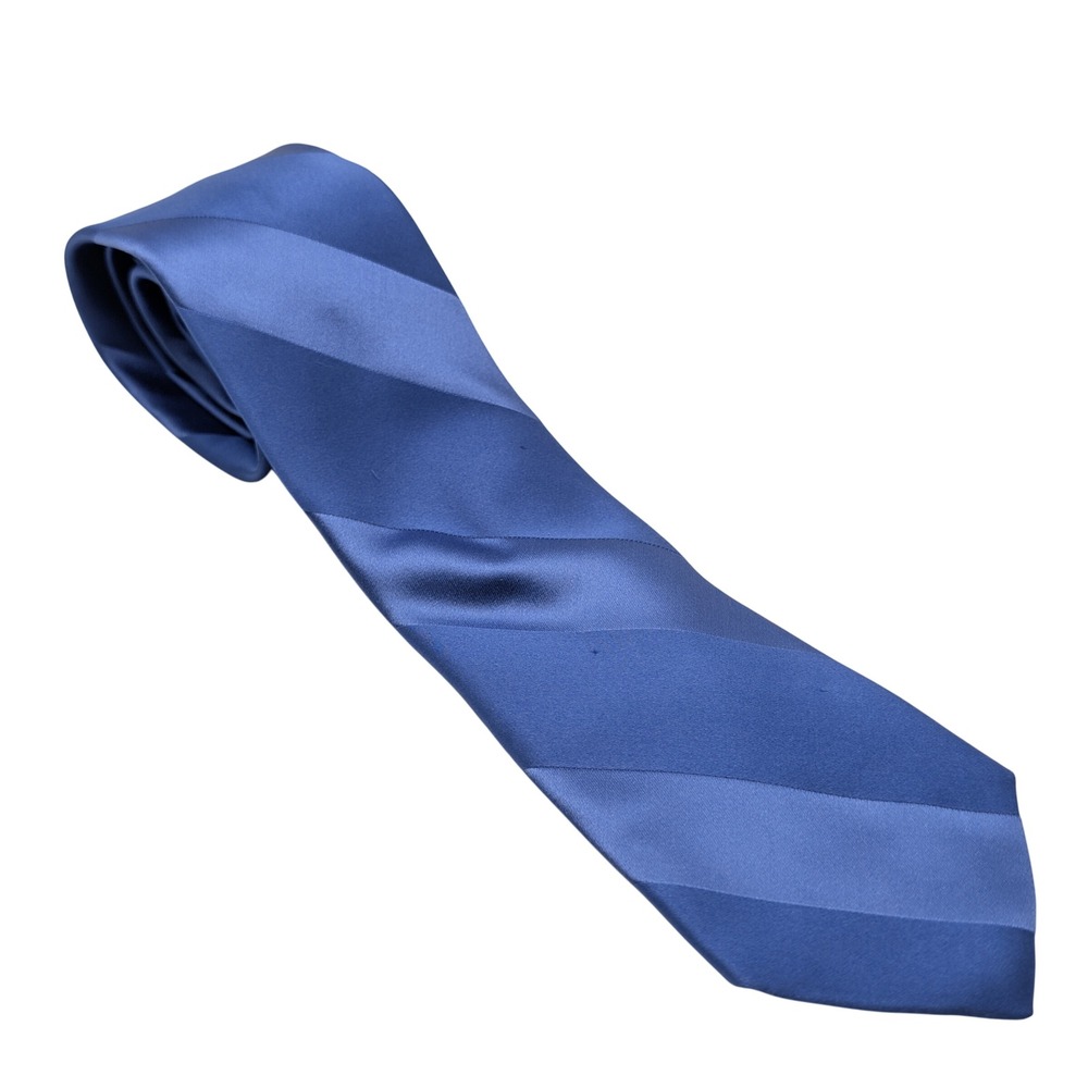 Dion Necktie Mens Blue Silk Diagonal Stripe Italian Fabric Hand Made Canada
